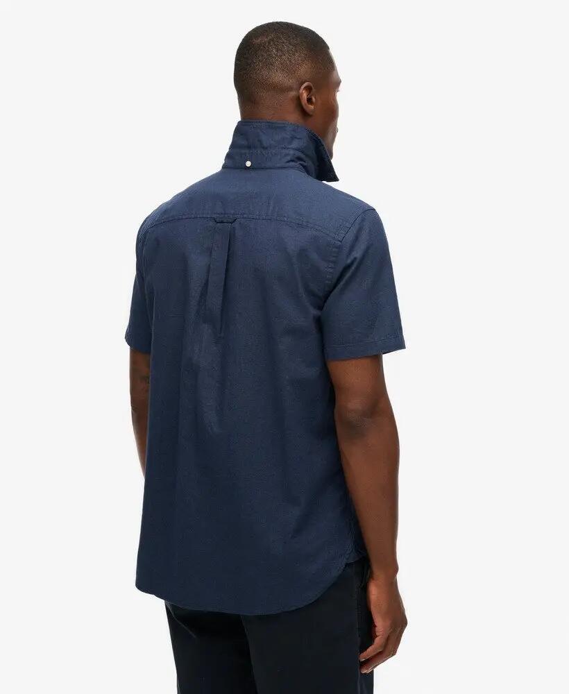 superdry Camicia maniche corte City cotone-lino INK NAVY 4/4