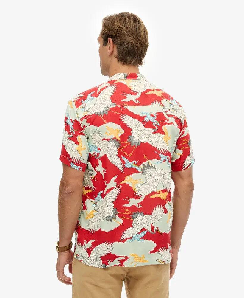 superdry The Merchant Store - Camicia hawaiana 100% modal Tsuru Red 4/5