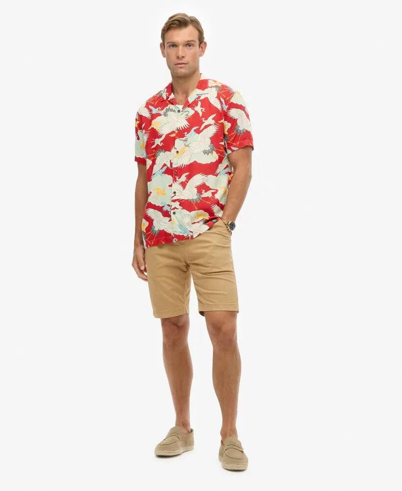 superdry The Merchant Store - Camicia hawaiana 100% modal Tsuru Red 3/5