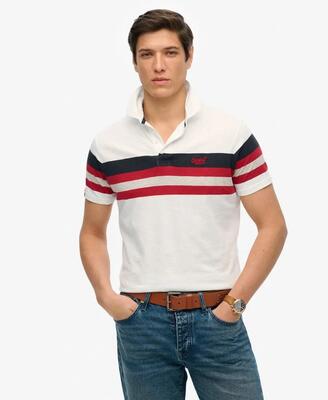 Superdry lightweight stripe jersey polo – 100% katoen, relaxed fit