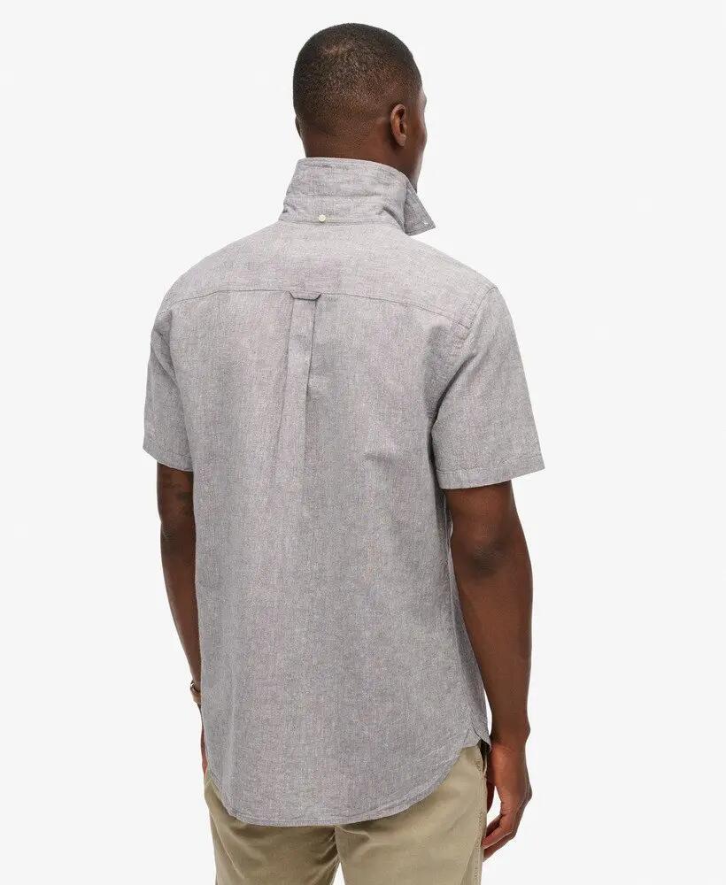 superdry Camisa City algodão-linho manga curta Ash Grey Chambray 4/4