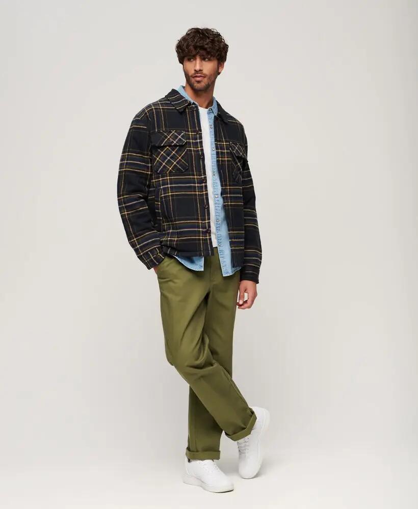 superdry Surplus Check Overshirt in cotone con imbottitura - Navy Check 5/6