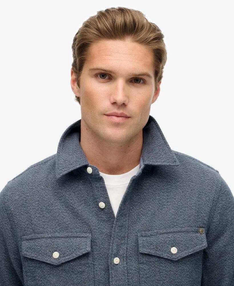 superdry Camicia Heavy Flannel The Merchant Store in 100% cotone indigo 4/6