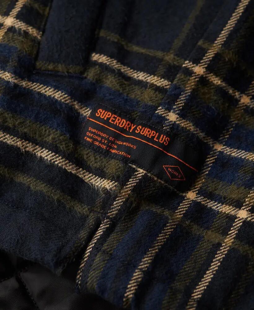 superdry Surplus Check Overshirt in cotone con imbottitura - Navy Check 4/6