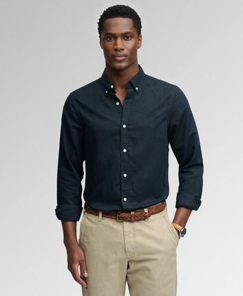 superdry Langarm-Hemd Baumwolle-Leinen Relaxed Fit
