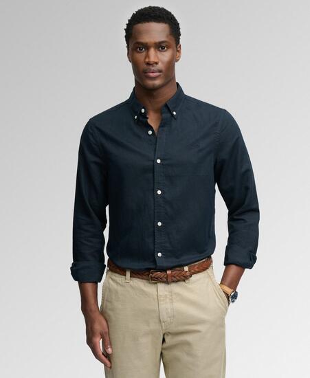 superdry Langarm-Hemd Baumwolle-Leinen Relaxed Fit
