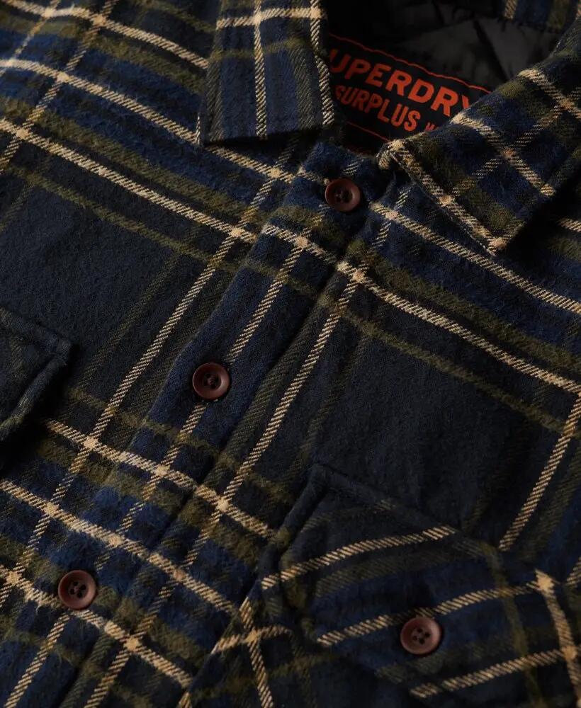 superdry Surplus Check Overshirt in cotone con imbottitura - Navy Check 3/6