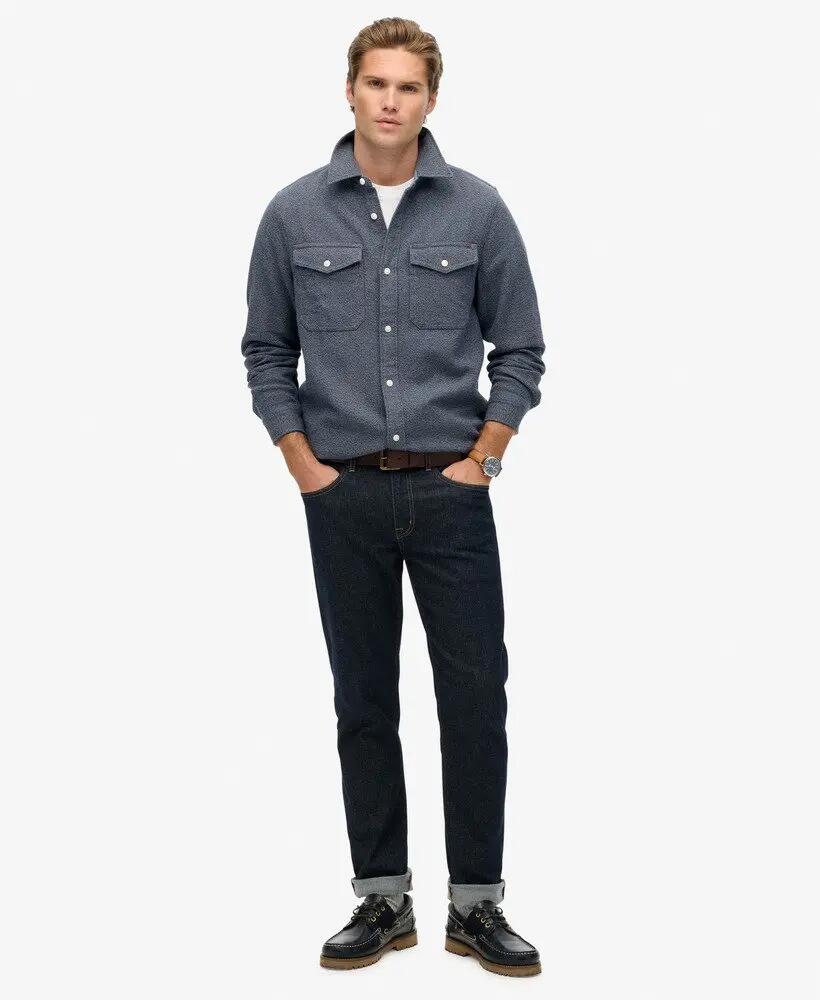 superdry Camicia Heavy Flannel The Merchant Store in 100% cotone indigo 3/6