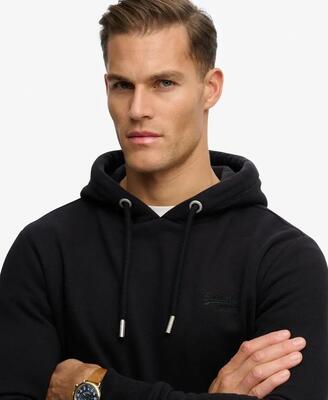 Superdry hoodie vintage logo geborduurd slim fit – black