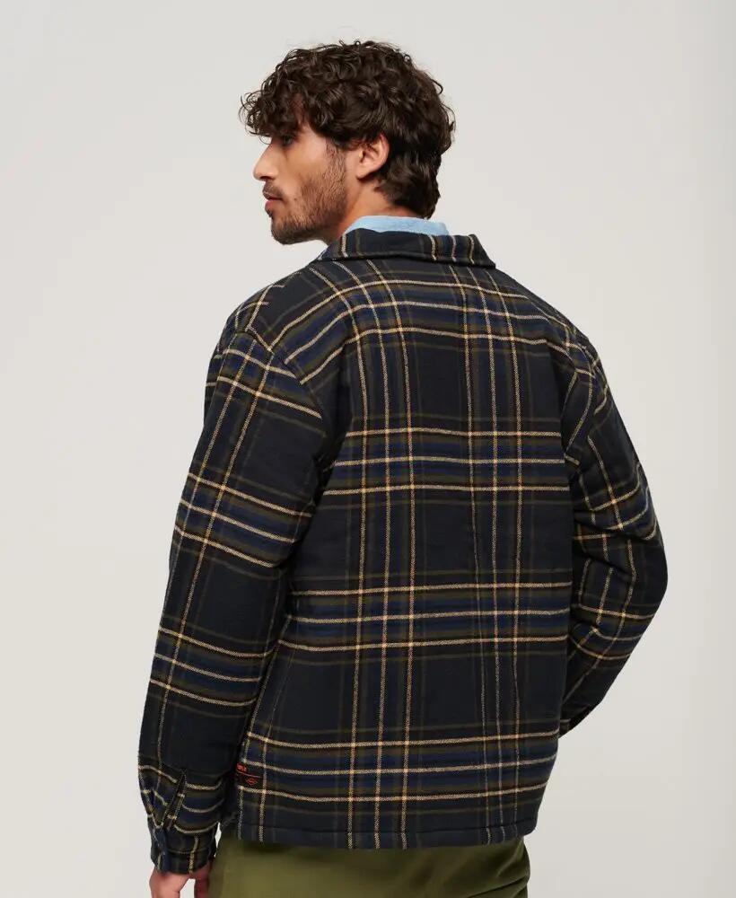 superdry Surplus Check Overshirt in cotone con imbottitura - Navy Check 2/6