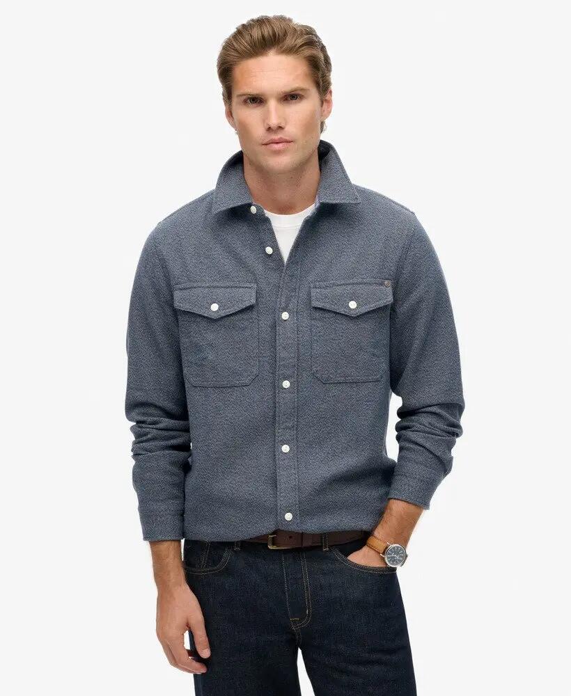superdry Camicia Heavy Flannel The Merchant Store in 100% cotone indigo 2/6