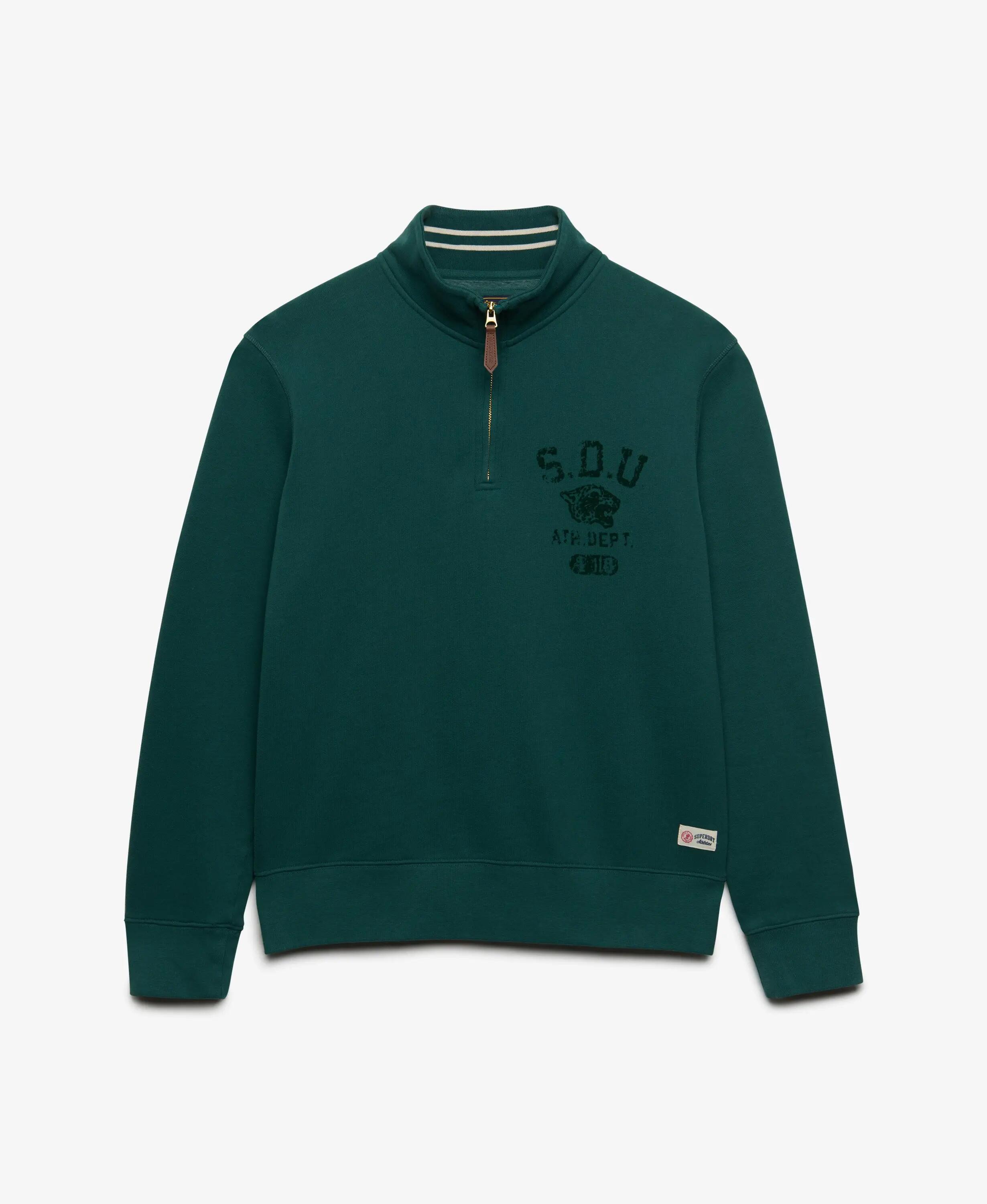 superdry Tonal Half Zip Sweatshirt em algodão reciclado — Storm Green 7/7