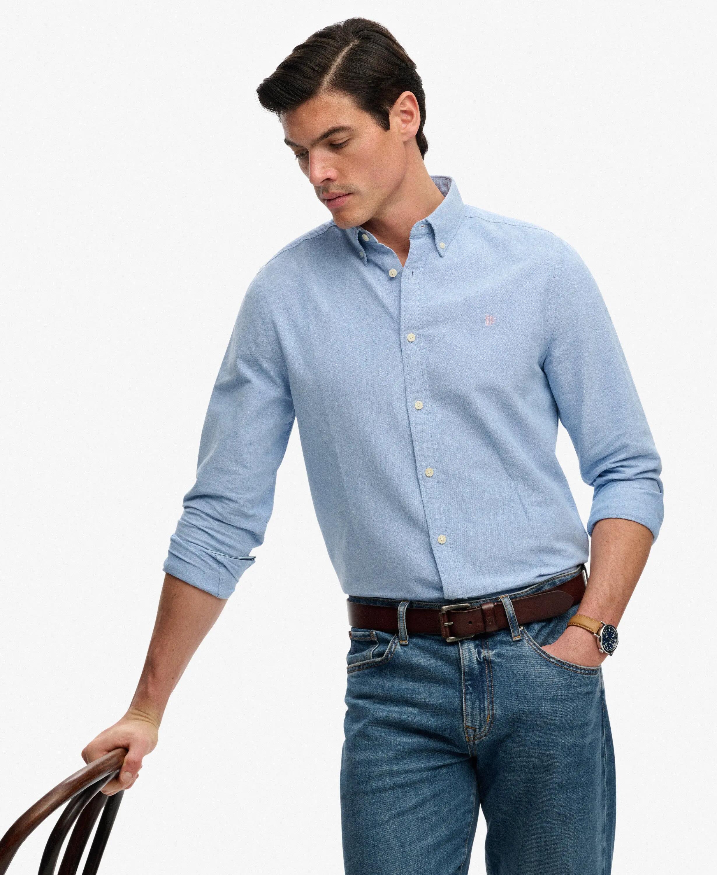 superdry Camisa Preppy Oxford manga larga - 100% Algodón Orgánico, Relaxed Fit 2/6