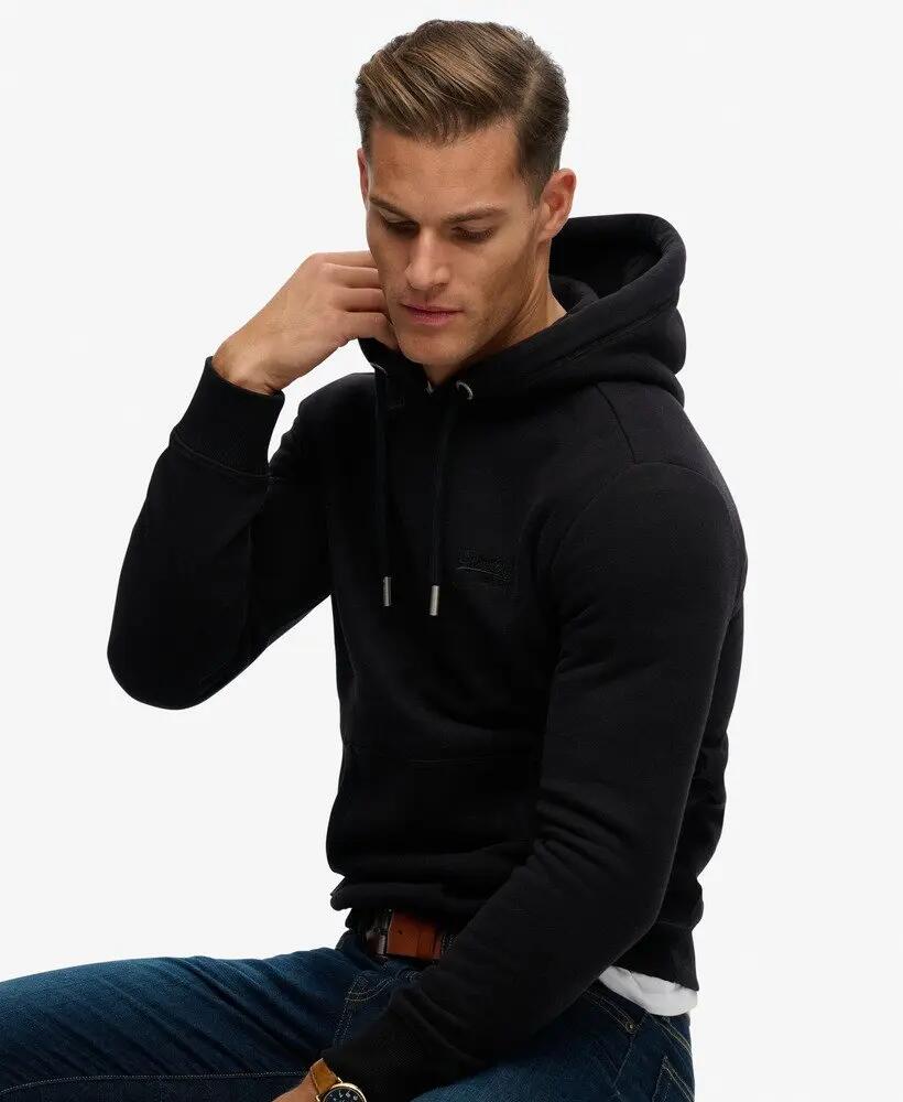 superdry Felpa con cappuccio Vintage Logo ricamato – Slim Fit, nera 2/6