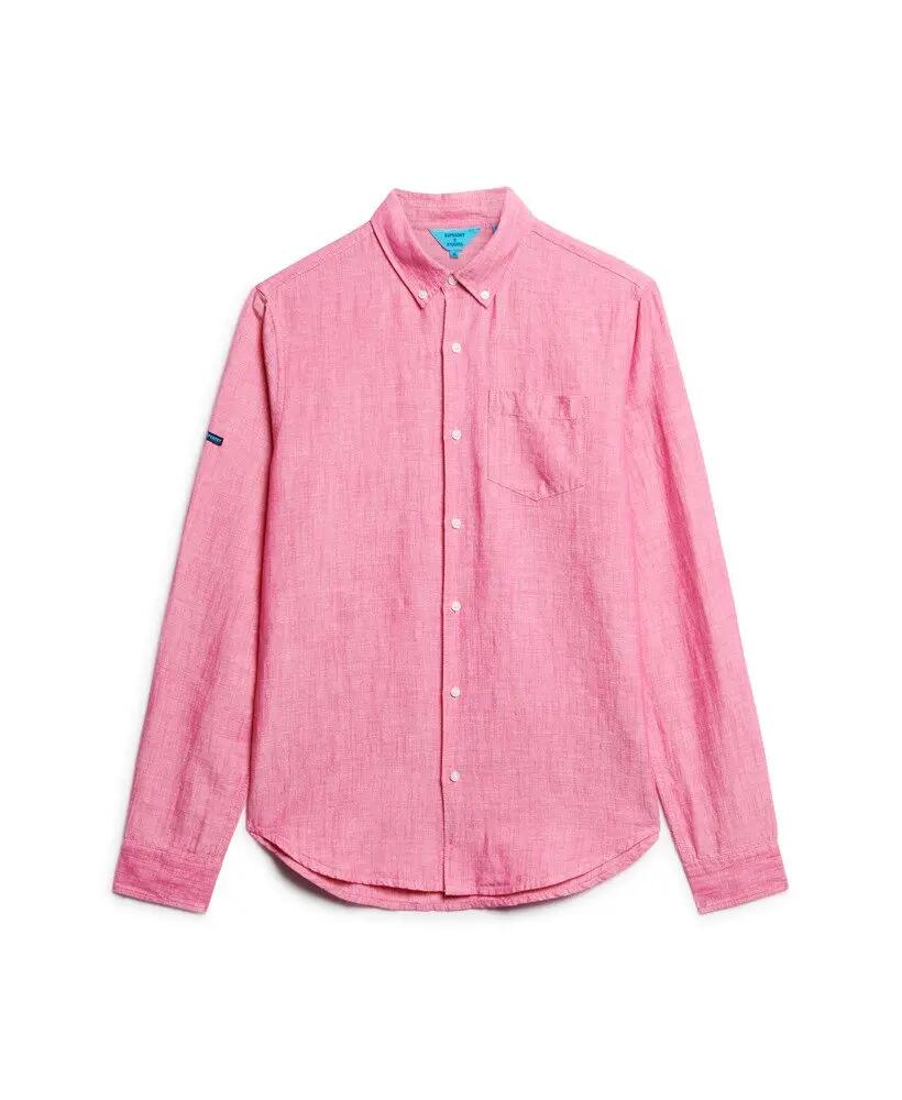 superdry Camicia Lino in Cotone Biologico con Bottoni 7/7