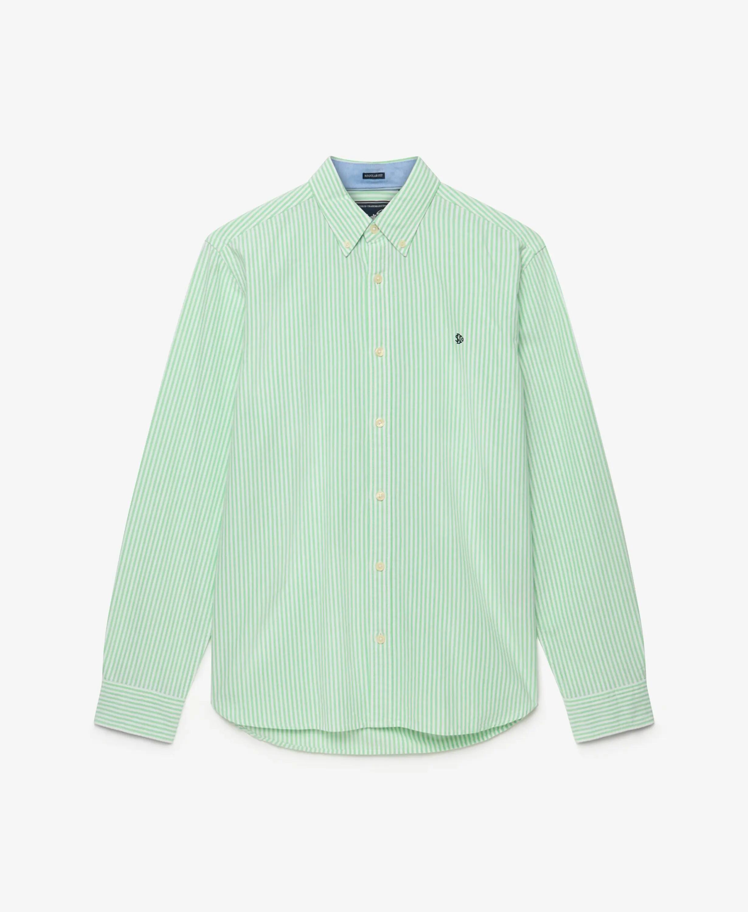 superdry Camicia Preppy Oxford manica lunga in cotone bio - Righe Mint 7/7