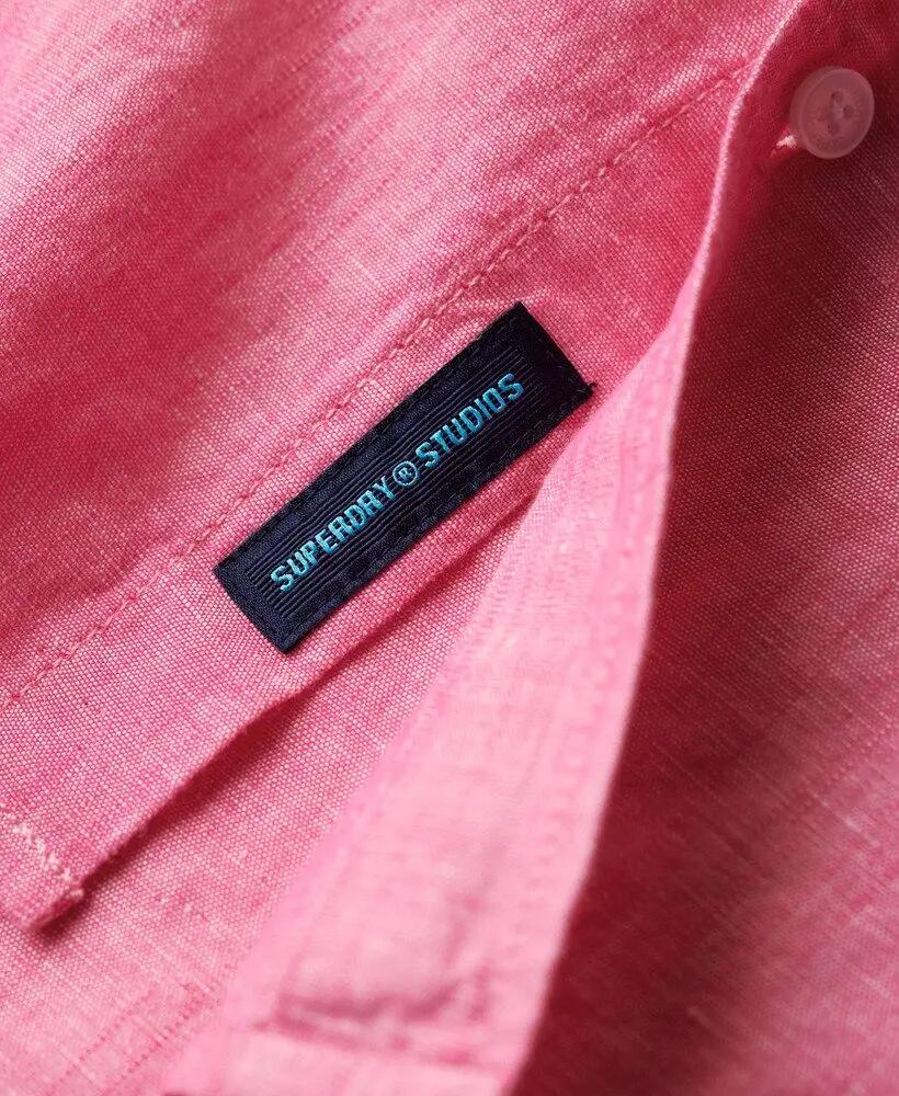 superdry Camicia Lino in Cotone Biologico con Bottoni 6/7