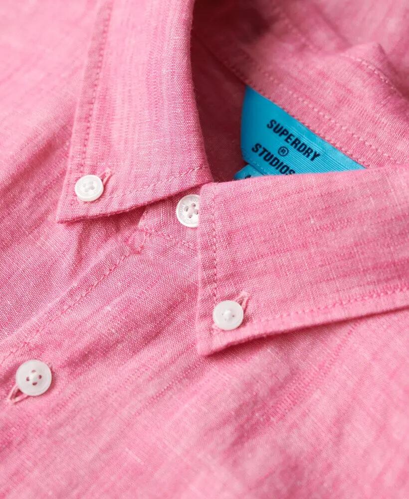 superdry Camicia Lino in Cotone Biologico con Bottoni 5/7