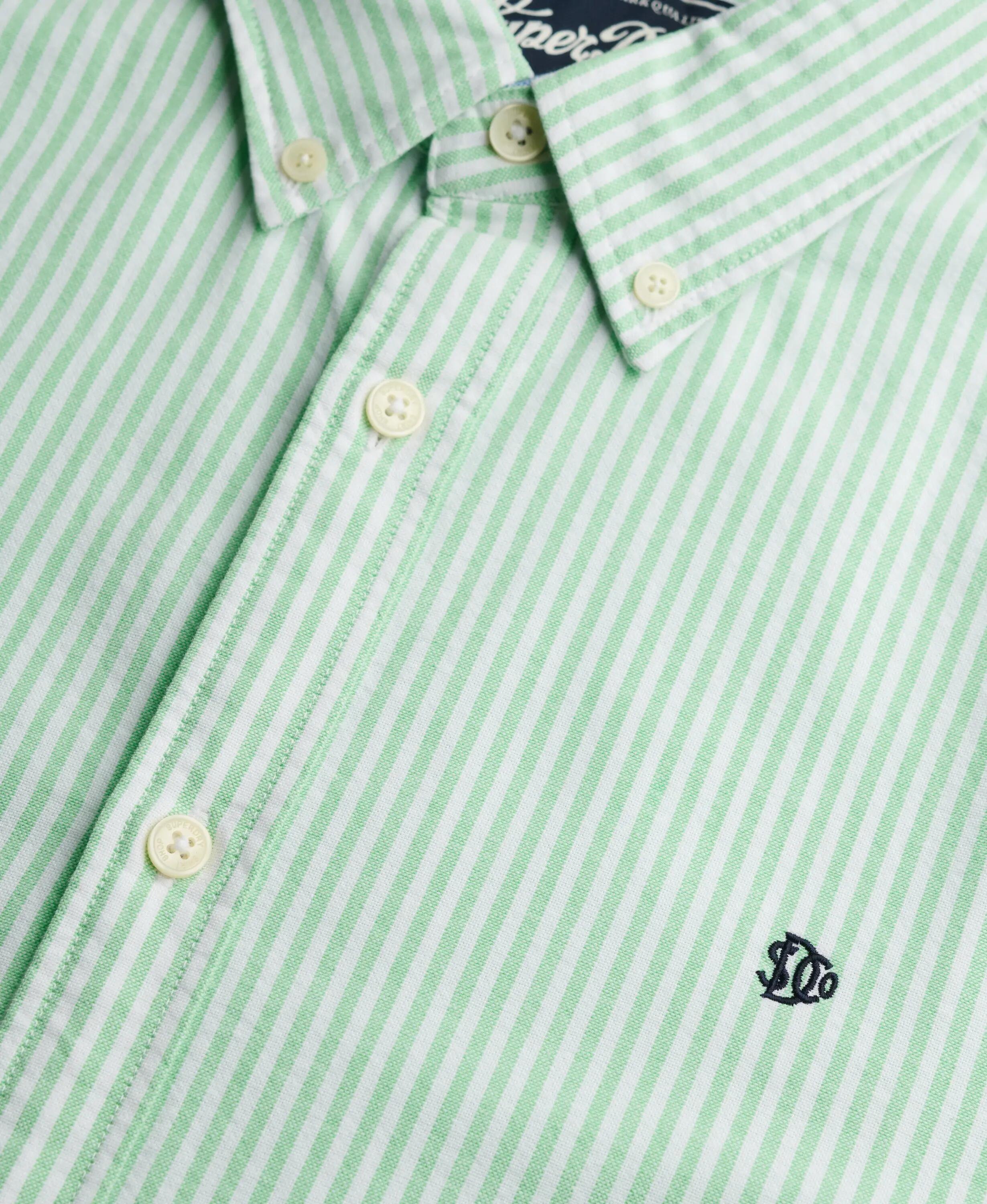 superdry Camicia Preppy Oxford manica lunga in cotone bio - Righe Mint 6/7