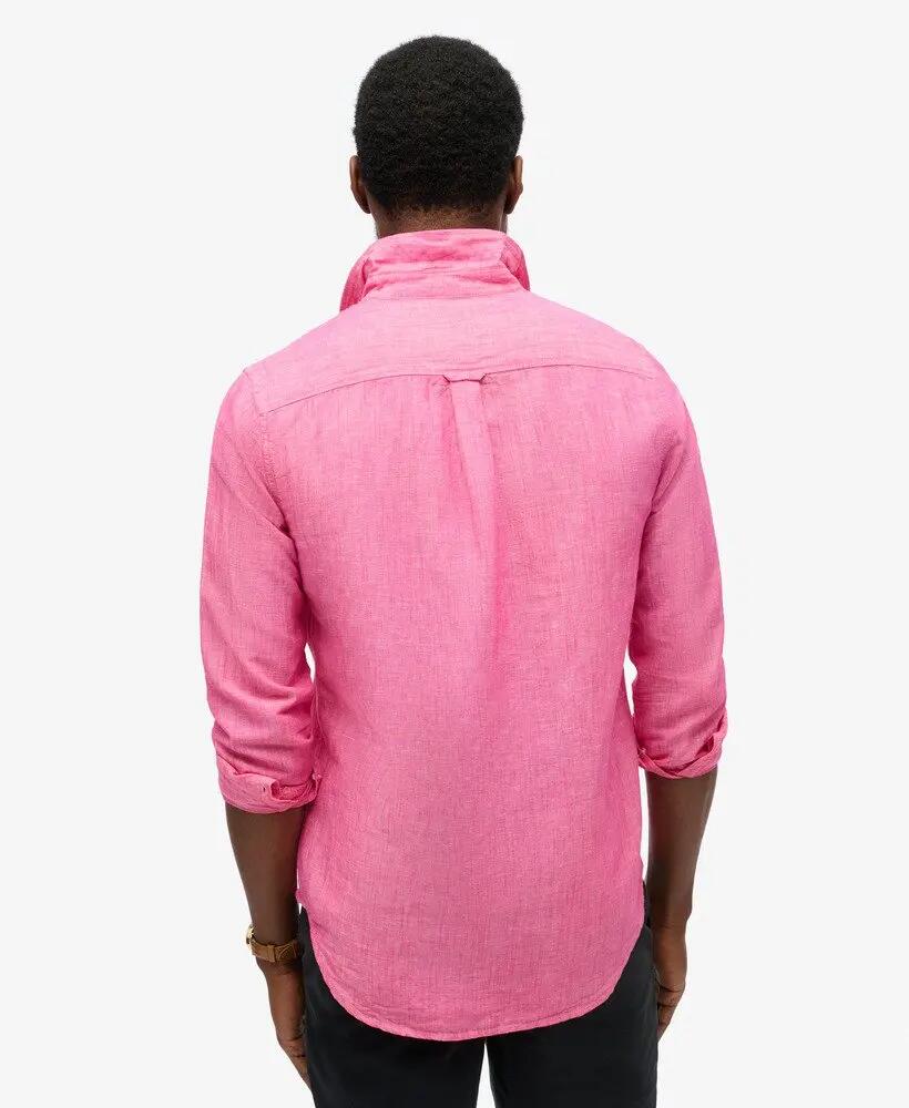 superdry Camicia Lino in Cotone Biologico con Bottoni 4/7