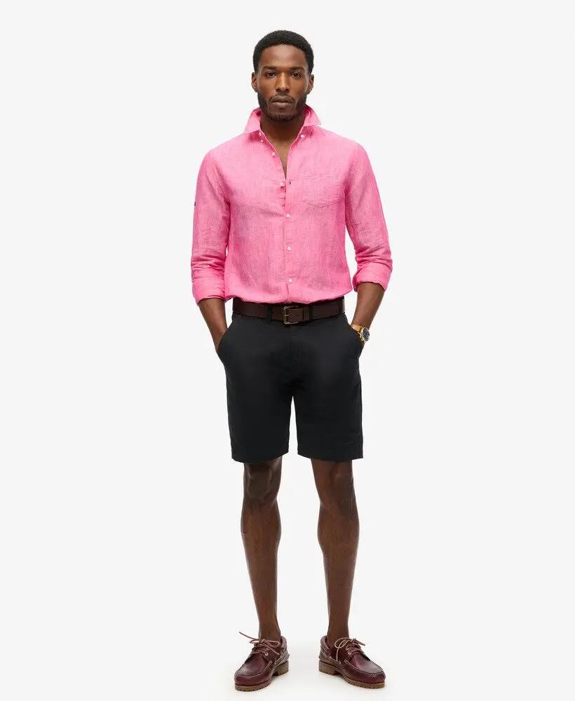 superdry Camicia Lino in Cotone Biologico con Bottoni 2/7