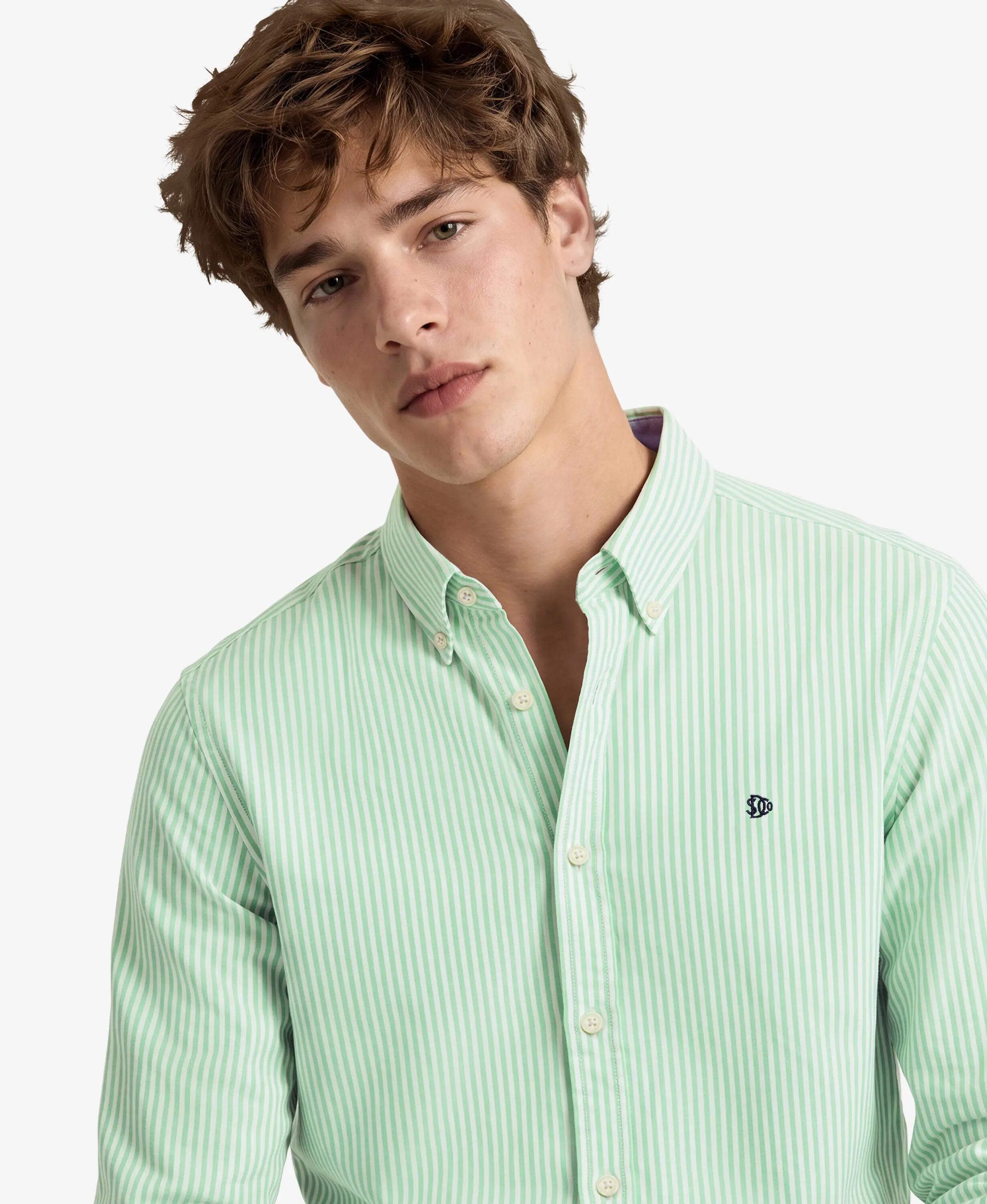 superdry Camicia Preppy Oxford manica lunga in cotone bio - Righe Mint 3/7