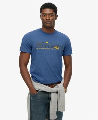 superdry T‑Shirt Outdoor Scene Relaxed in Jeans Blue Marl
