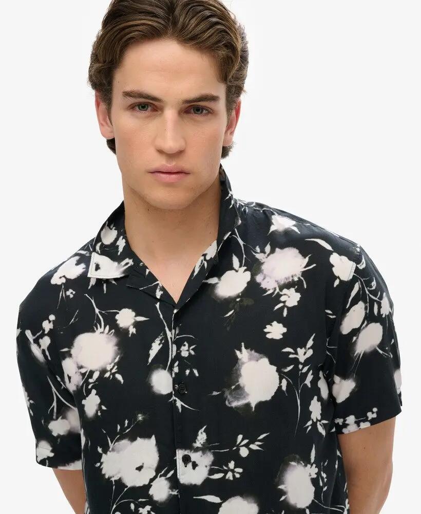 superdry Koszula krótkie rękawy z nadrukiem w modal – Abstract Floral Mono 3/4