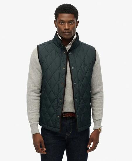 superdry Quilted Estate Gilet – gilet matelassé DWR, coupe slim