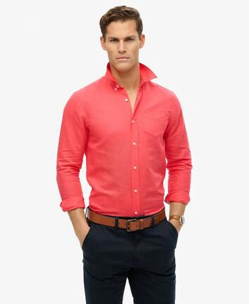 superdry Langarm-Hemd Baumwolle-Leinen Relaxed Fit