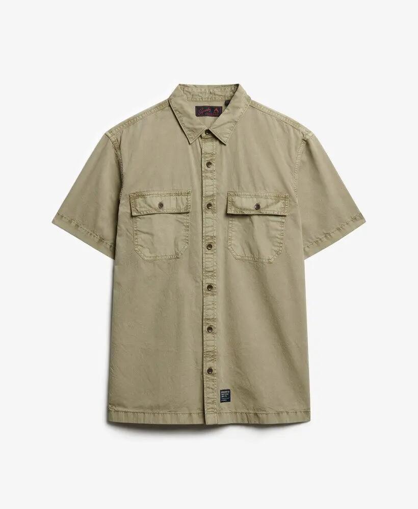 superdry Military Ss Shirt Herren 100% Bio-Baumwolle Stonewash Taupe Brown 6/6