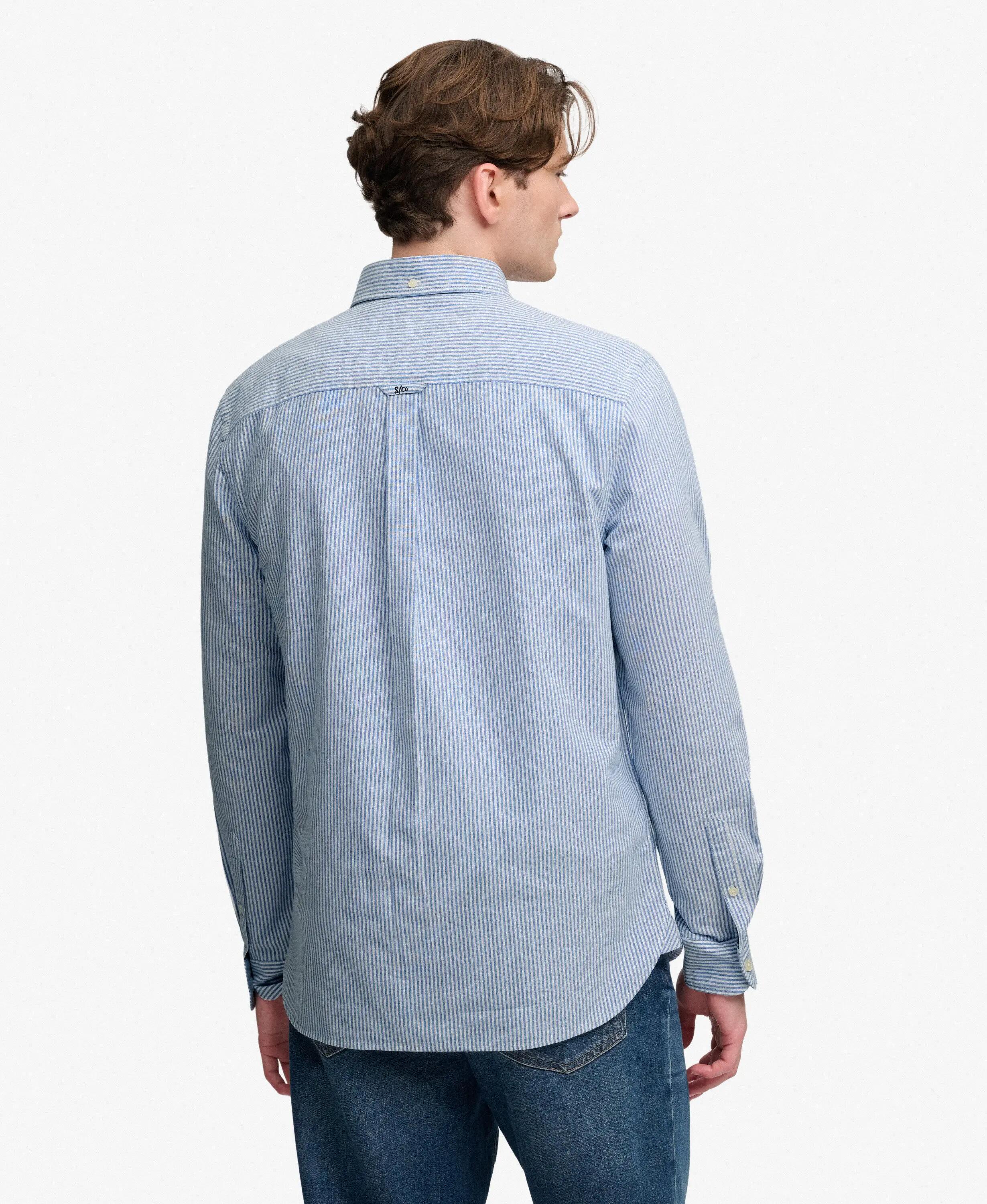 superdry Koszula Preppy Oxford z długim rękawem z bawełny organicznej 5/7