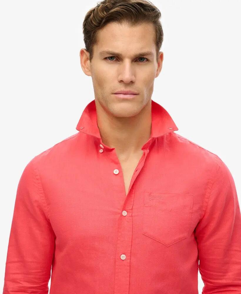 superdry Chemise manches longues coton-lin coupe relaxed 3/4