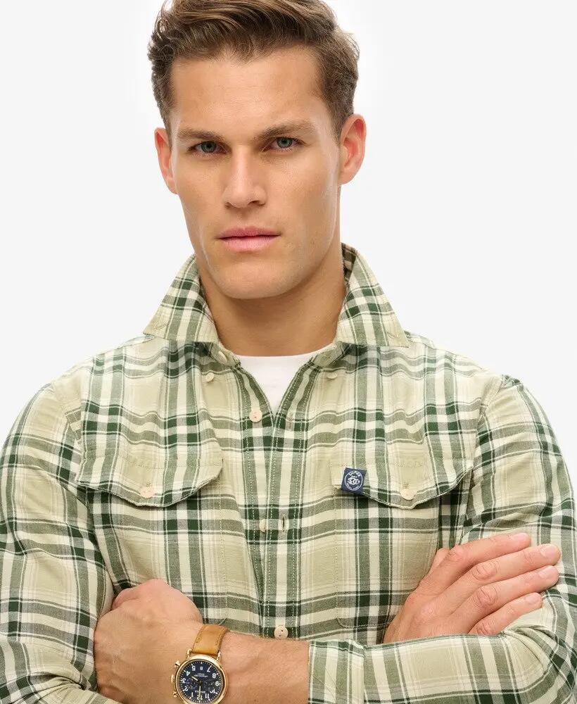 superdry Chemise Merchant en lin à carreaux 3/5