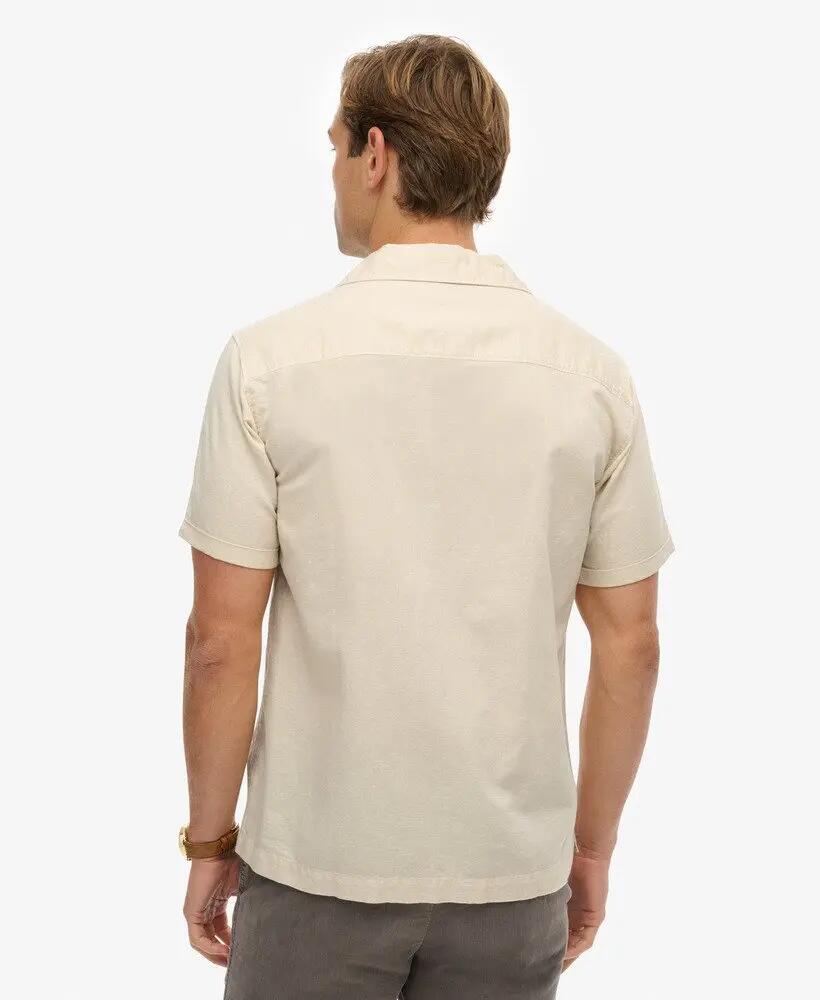 superdry Koszula Resort The Merchant Store z bawełny i lnu – Oatmeal Beige 5/5