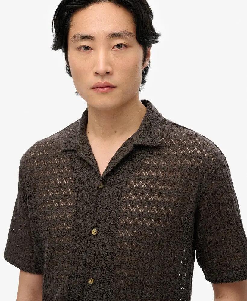 superdry Camisa Knitted Texture crochet Carbon Black 3/6