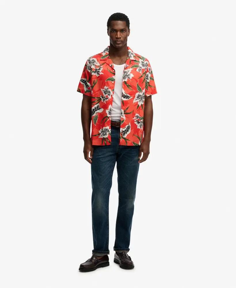 superdry Chemise manches courtes à imprimé hawaïen Hibiscus Red 4/7