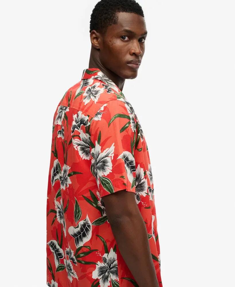 superdry Chemise manches courtes à imprimé hawaïen Hibiscus Red 3/7