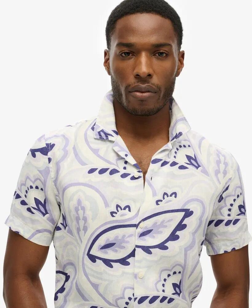 superdry Open Collar linnen overhemd met print 3/7