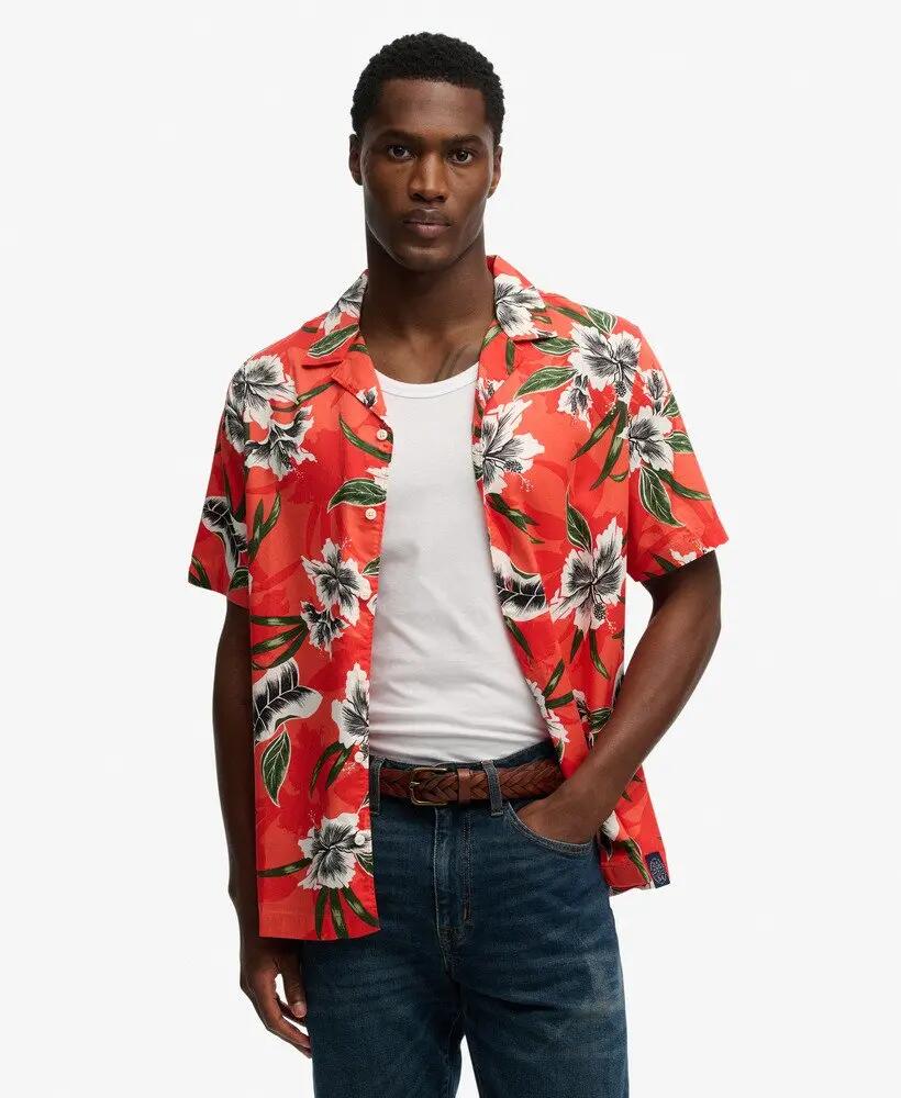 superdry Chemise manches courtes à imprimé hawaïen Hibiscus Red 2/7