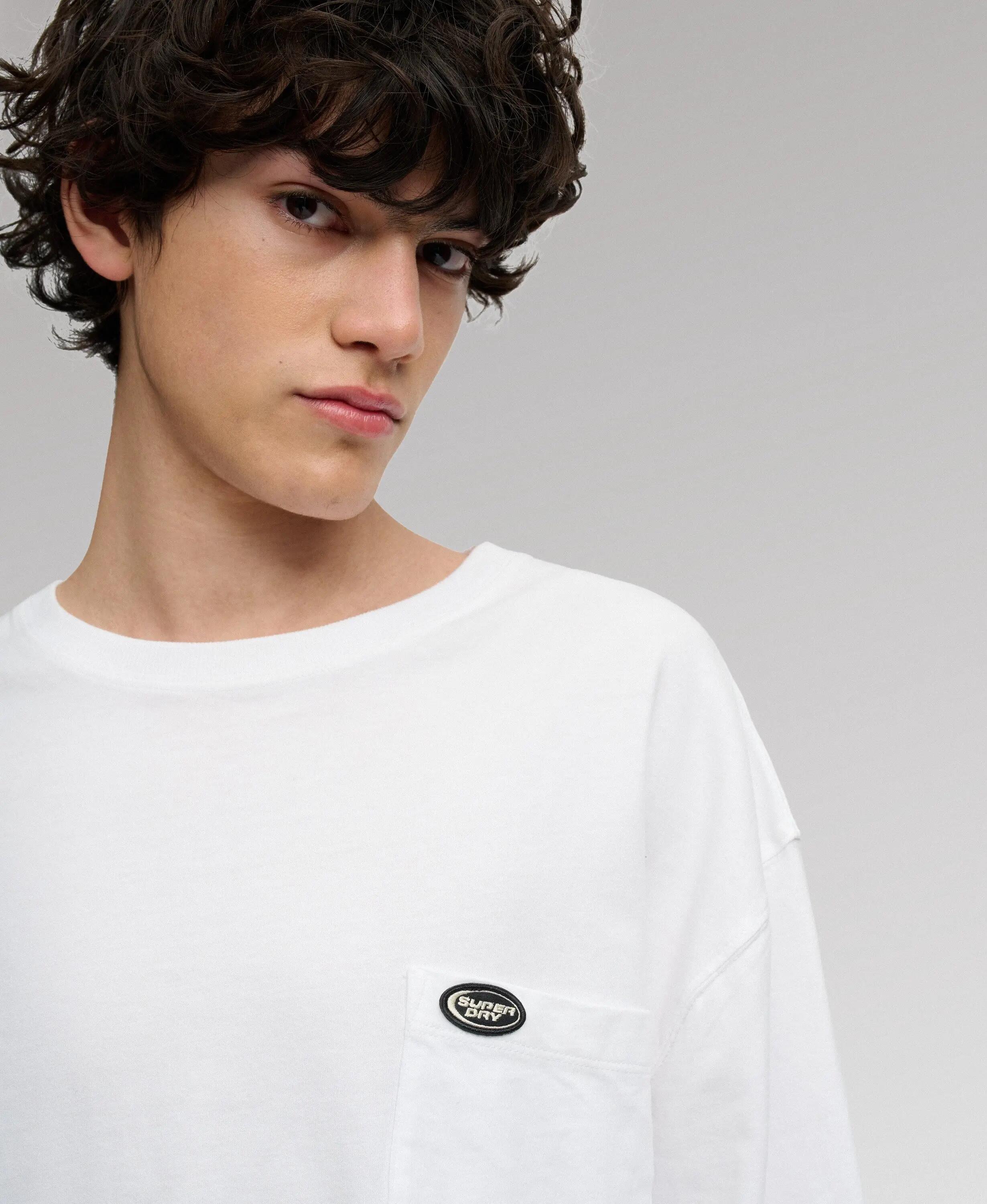 superdry T-shirt maniche lunghe con taschino in cotone biologico – vestibilità 4/7