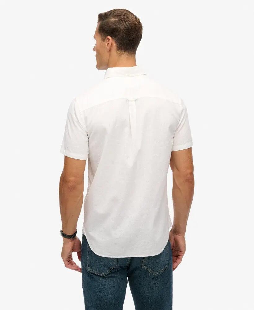 superdry Camicia City Cotton Linen manica corta cotone/lino - OPTIC WHITE 5/5