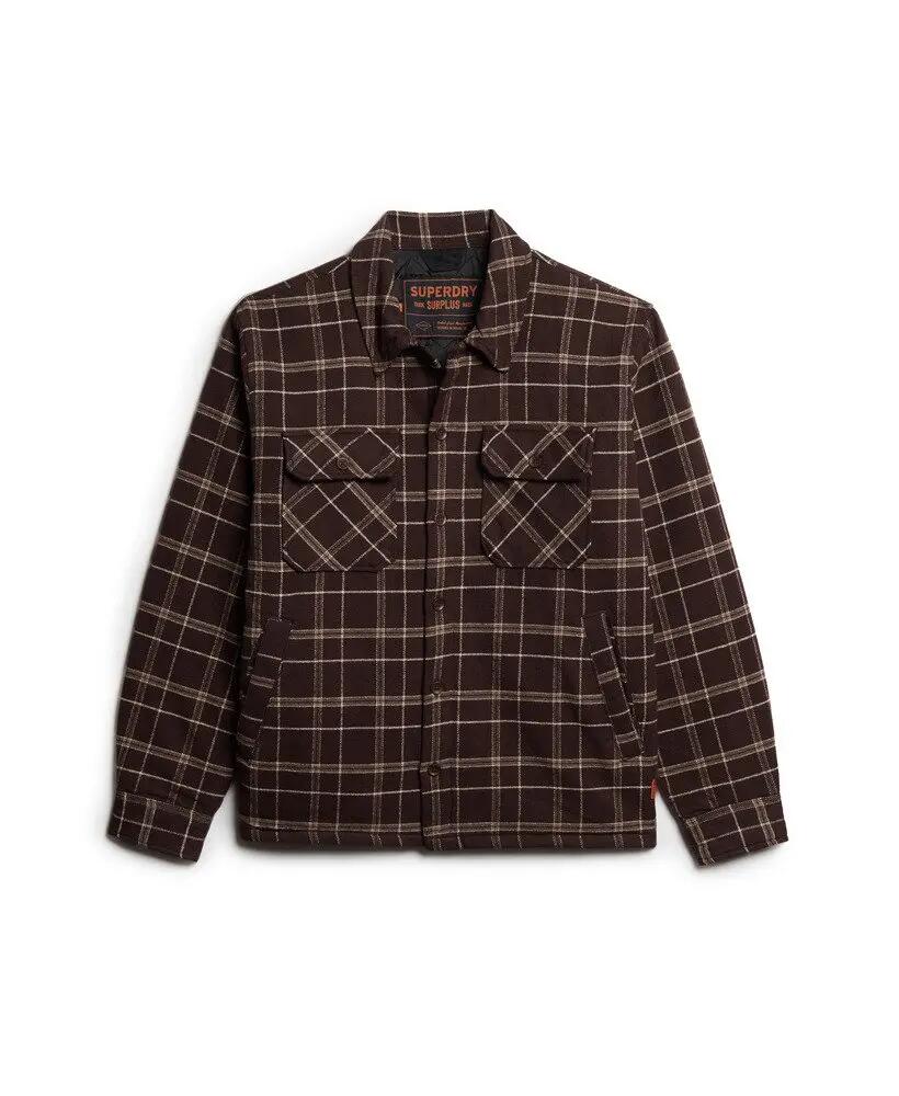 superdry Surplus Check Overshirt a quadri bordeaux in cotone 7/7