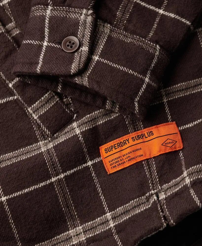 superdry Surplus Check Overshirt a quadri bordeaux in cotone 5/7