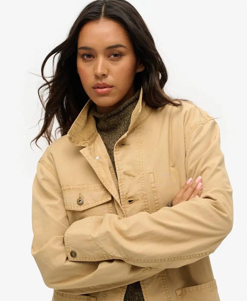 superdry Merchant Cotton Work Jacket casaco de algodão Shaker Beige 3/7