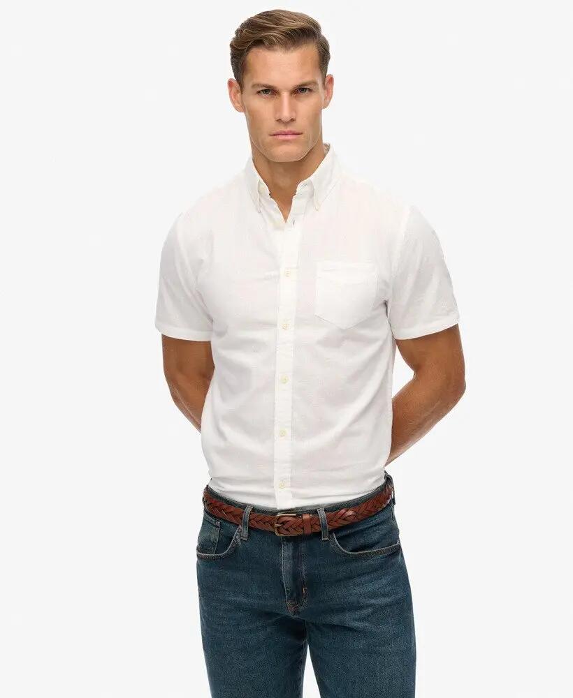 superdry Camicia City Cotton Linen manica corta cotone/lino - OPTIC WHITE 2/5