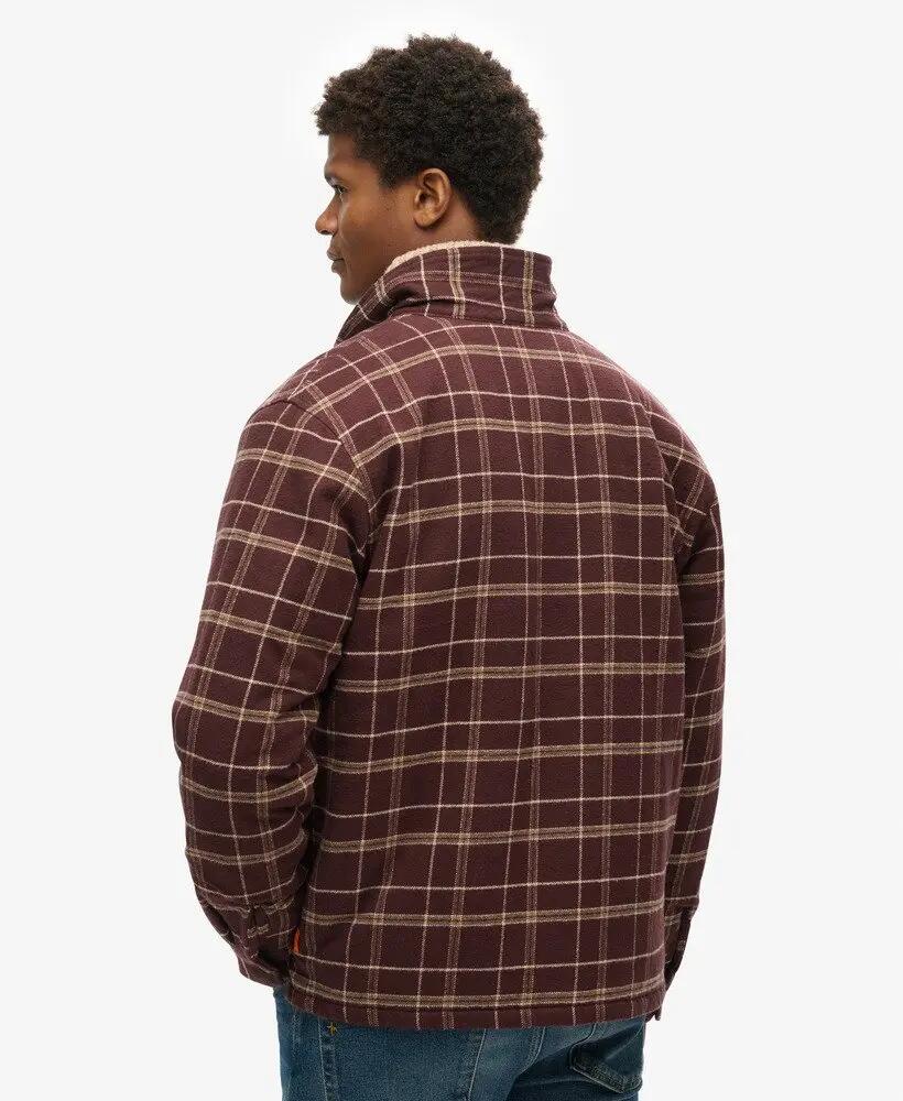 superdry Surplus Check Overshirt a quadri bordeaux in cotone 4/7