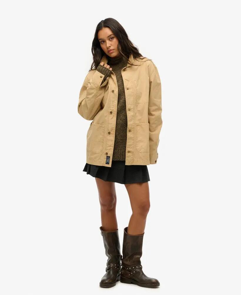 superdry Merchant Cotton Work Jacket casaco de algodão Shaker Beige 2/7
