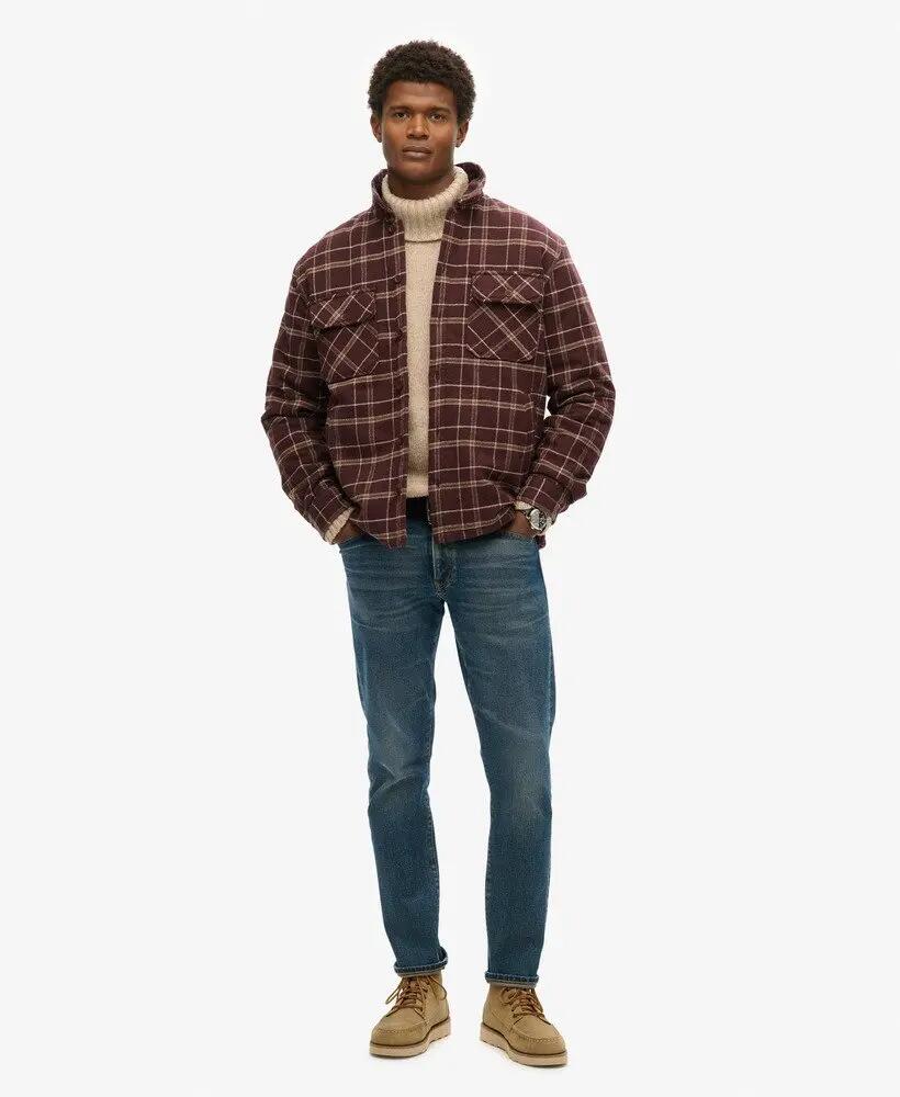 superdry Surplus Check Overshirt a quadri bordeaux in cotone 2/7