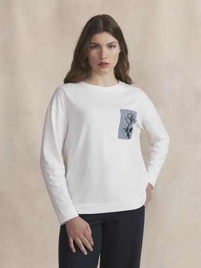 T-shirt - Femme - Manches longues, coupe oversize - OLYRATEE - Arctique